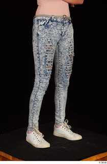 Isla blue jeans casual dressed leg lower body white sneakers…